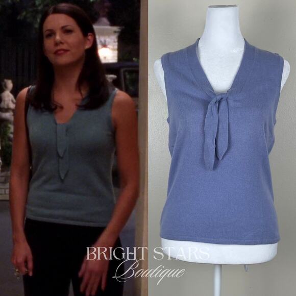 Rare Vintage Sleeveless Cashmere Sweater Vest ALT ASO Lorelai Gilmore Girls Tie - Picture 1 of 10